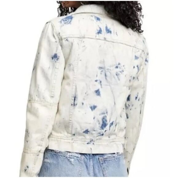 NWT Free People Rumors  Denim Jacket  Tie Dye Blue Denim Size XS - Picture 2 of 6
